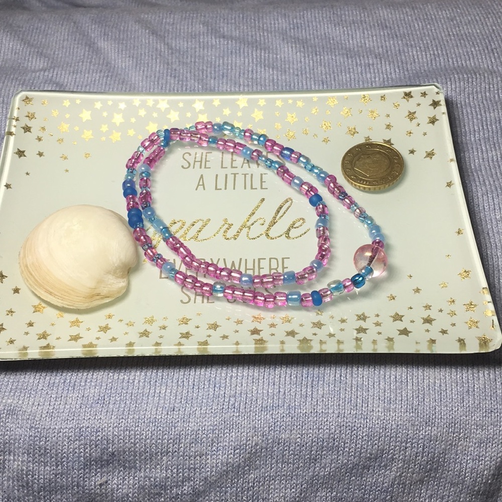 Marble Beaded Choker - Blue and Pink